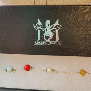 Maleku semi precious stone Pura Vida Costa Rica sterling silver bracelet